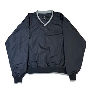 Vintage Mens Black Electric Corporation V Neck Pullover Windbreaker Jacket